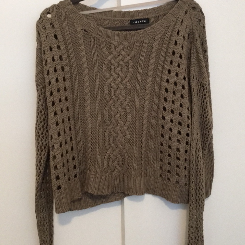 Grey-Brown Trouvé cropped knit sweater